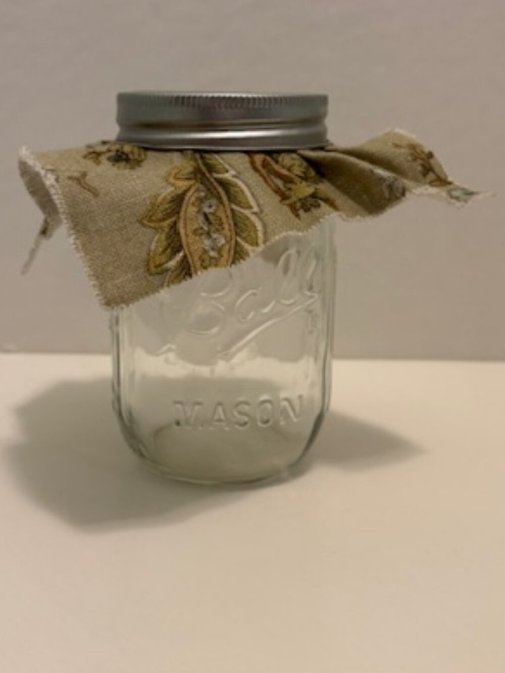 Ball glass Jar with decorative fabric cover - SALE!